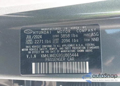 2025 Hyundai Elantra Sel Sport z USA, uszkodzony, nr VIN KMHLM4DG9SU865444
